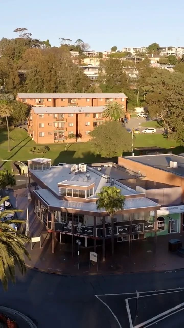 The Prack Pilates building on Terralong Street seen from above.